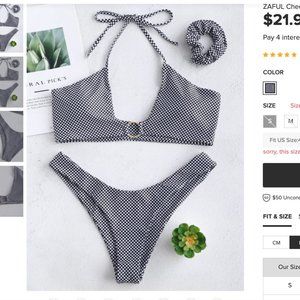 ZAFUL checkered bikini top and scrunchie